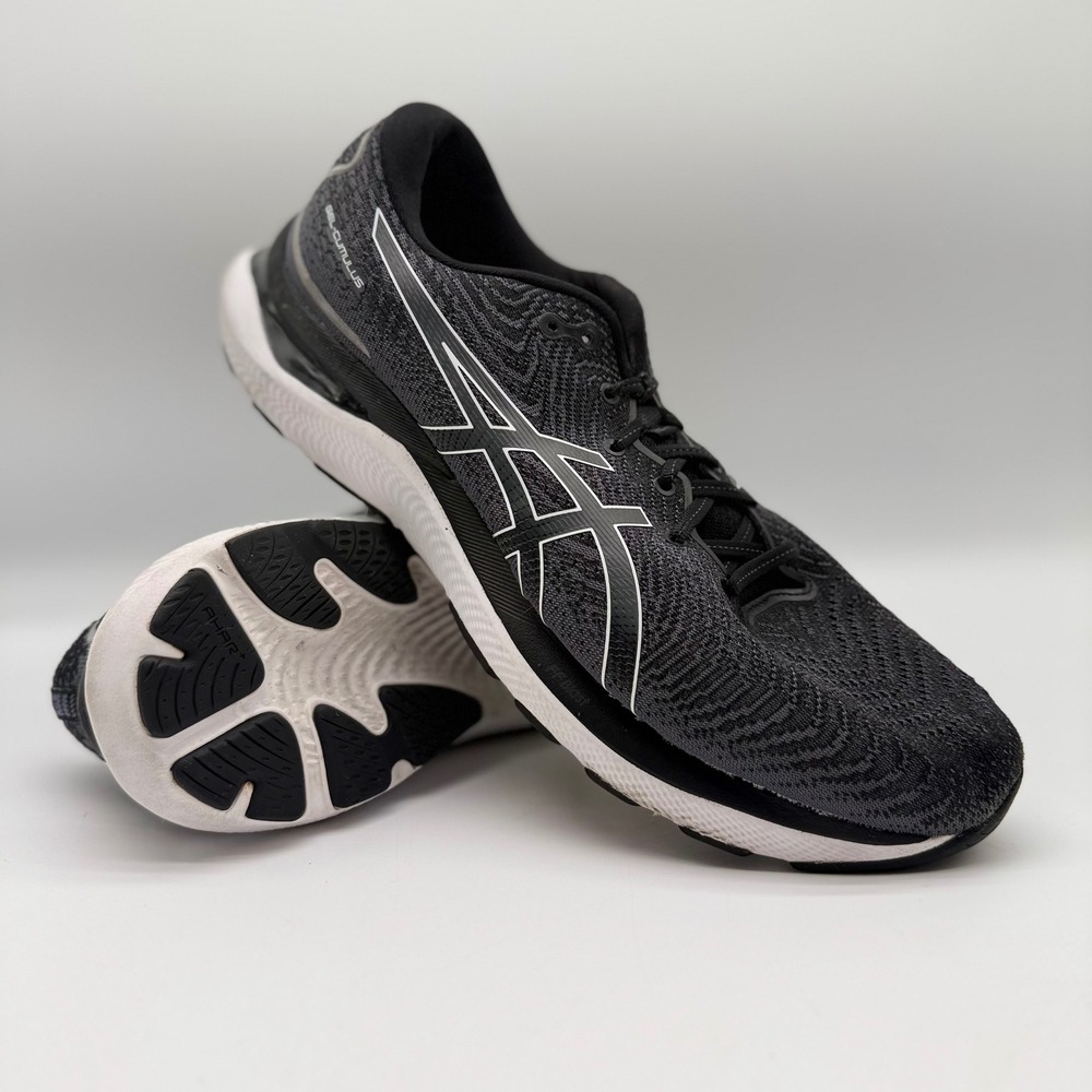 Asics Gel-Cumulus 24 Mens 13 Wide Running Shoes Black White 1011B365